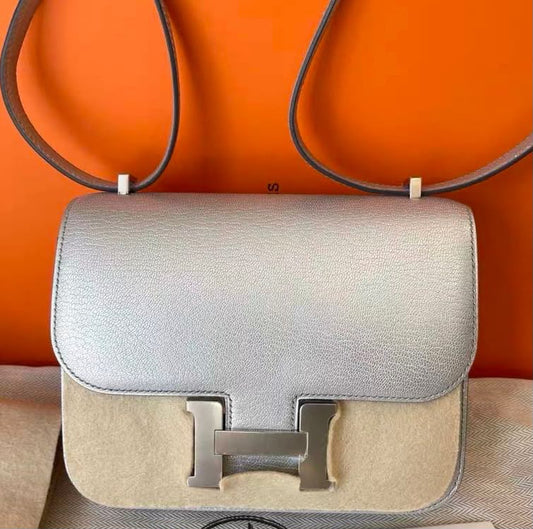 Hermes Constance 18 Argenté Metallic Chevre Palladium hardware