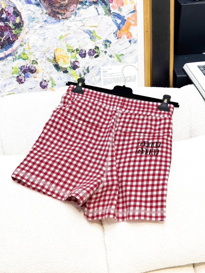 Miu Miu red and white shorts