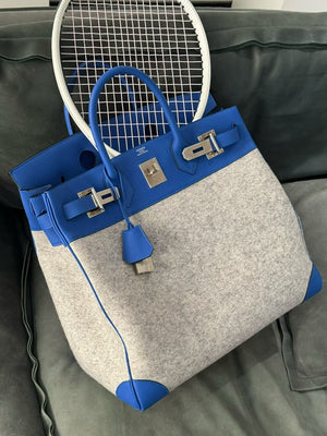 Hermes HAC 40 Bleu France Togo / Feutre Palladium hardware