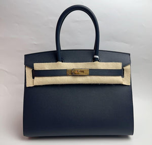 Hermes Birkin 30 Sellier Bleu Indigo Epsom Gold hardware