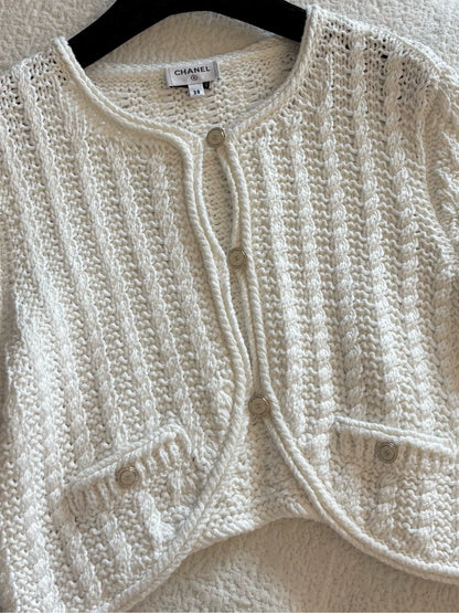 Chanel 26C White Knit Cardigan