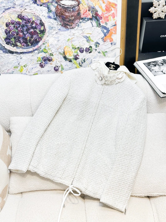 Chanel 25C white camellia jacket