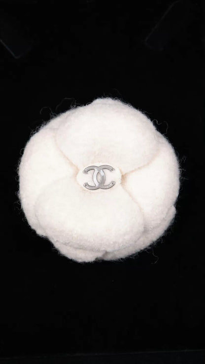 Chanel White Camellia Brooch