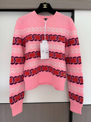 Chanel 23b pink knit pullover sweater