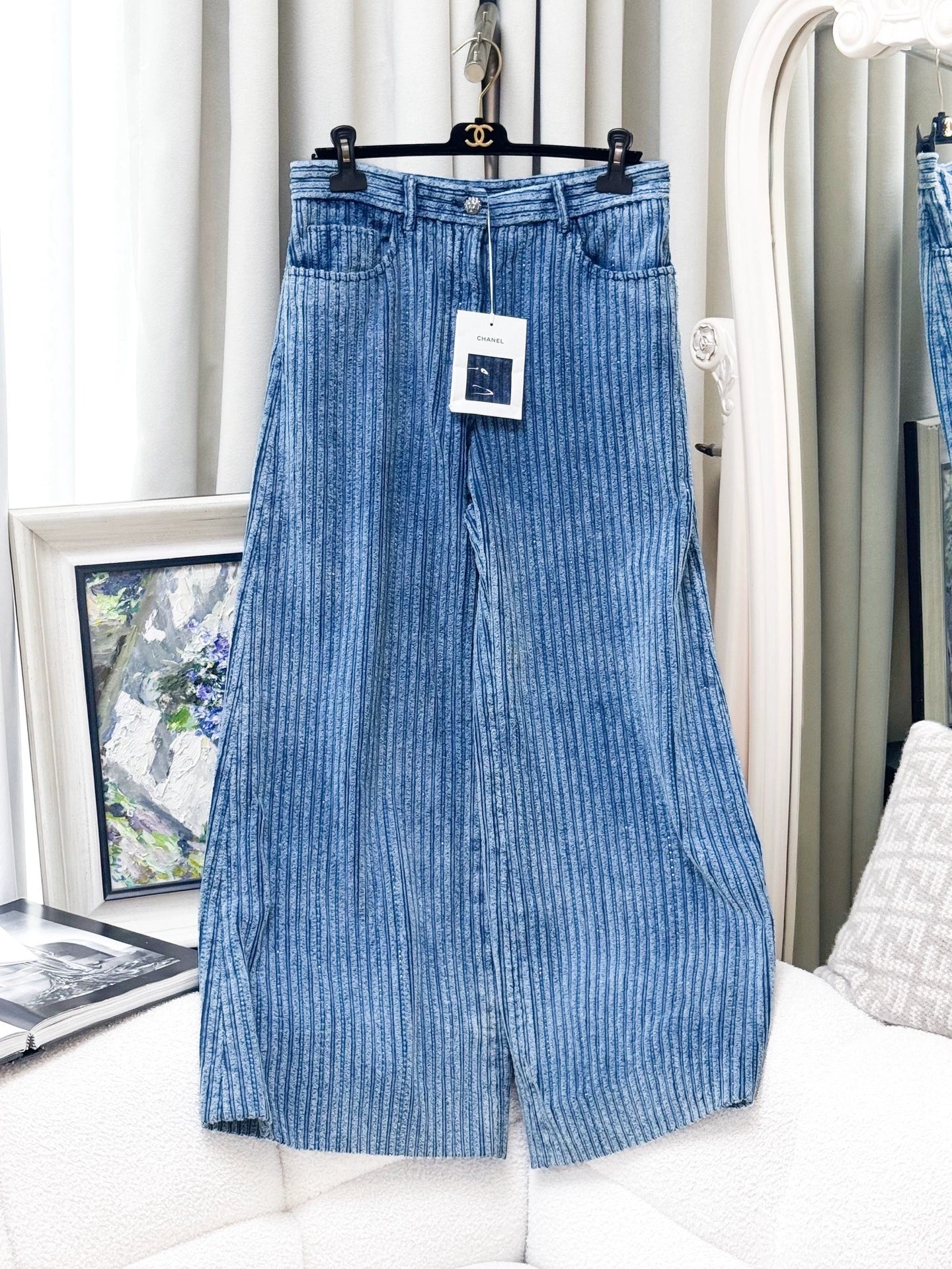 Chanel 25K blue shimmering trousers