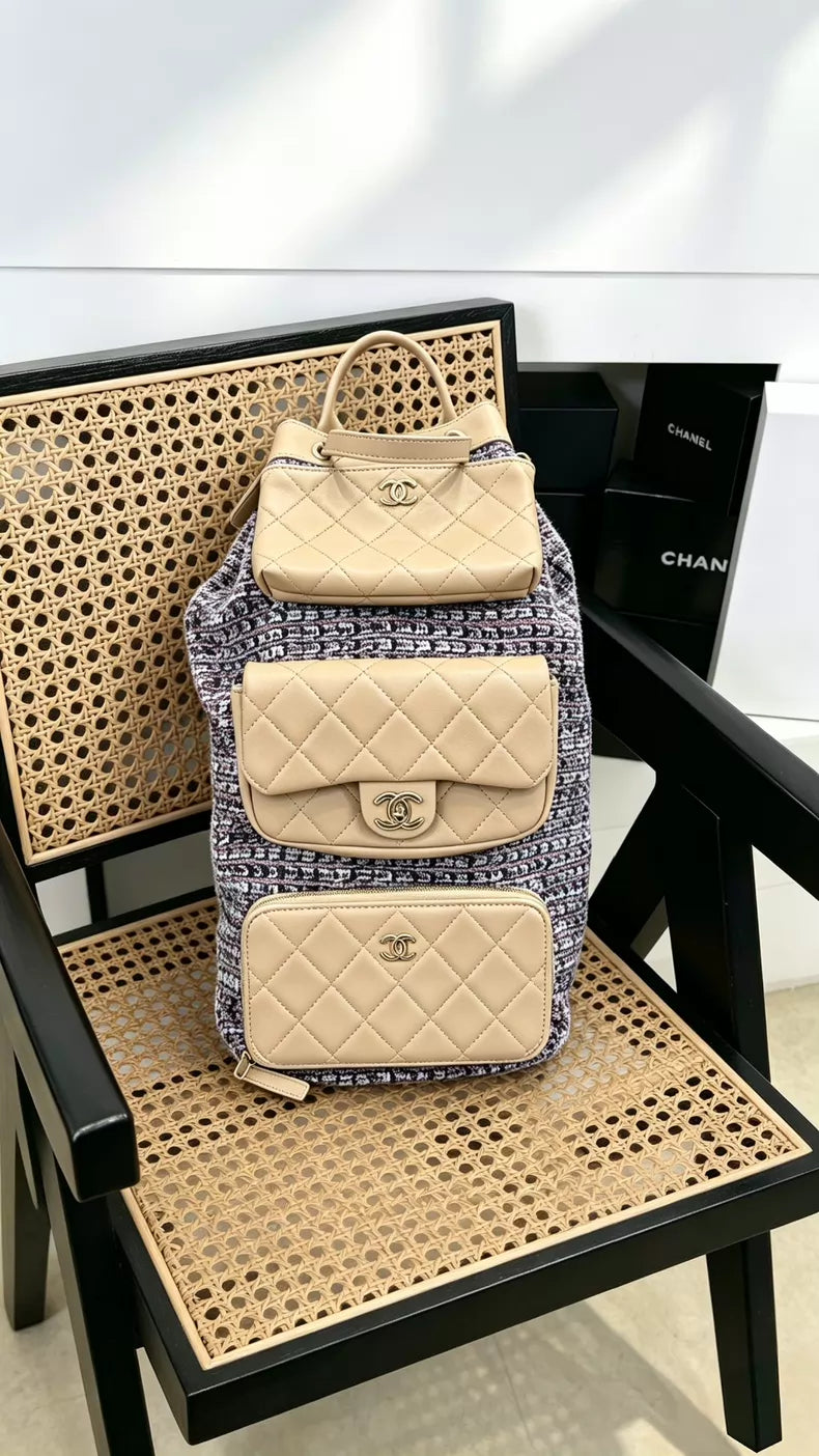 Chanel 20c Leather and Tweed Backpack