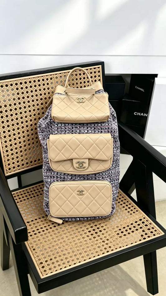 Chanel 20c Leather and Tweed Backpack