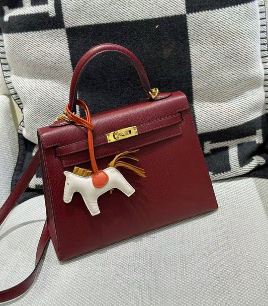 Hermes Kelly 25 Bordeaux Epsom gold hardware