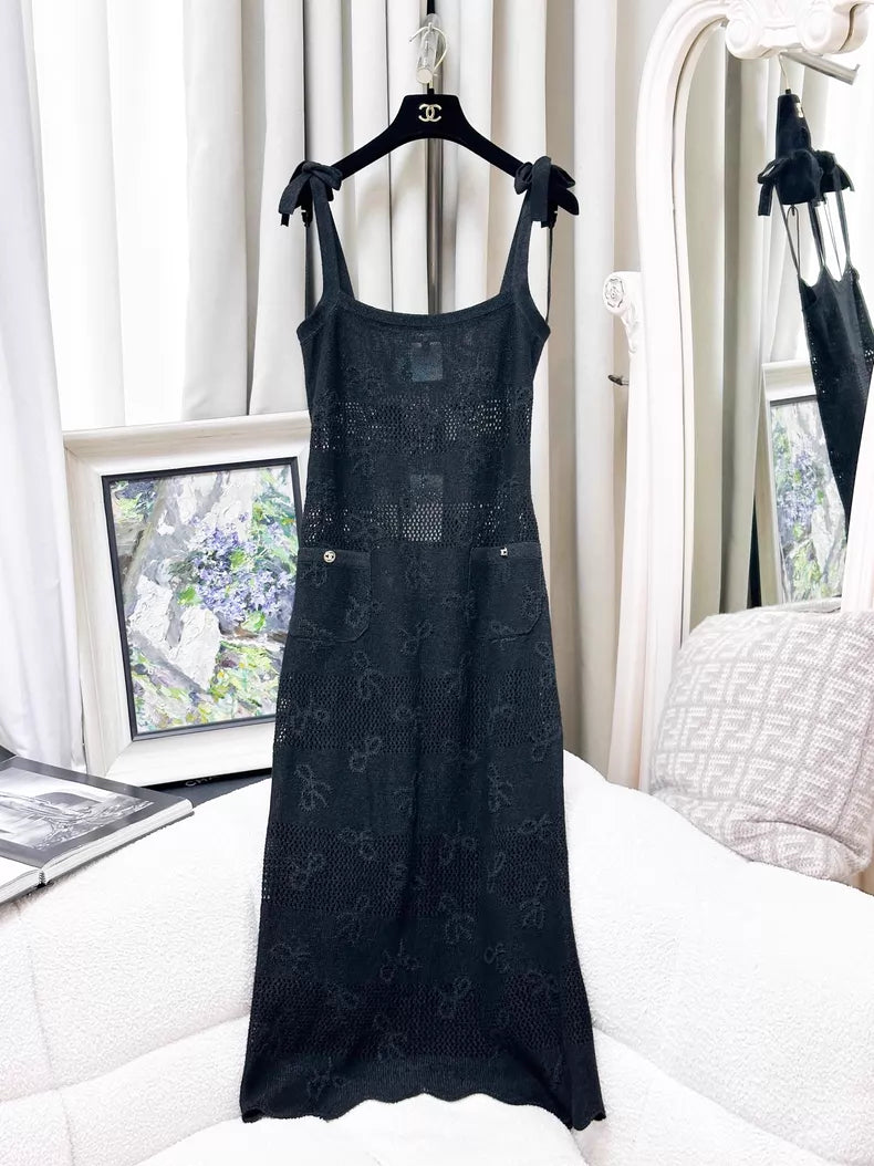 Chanel 24P black lace dress