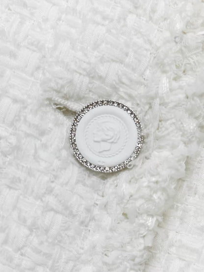 Chanel 25S white tweed coat