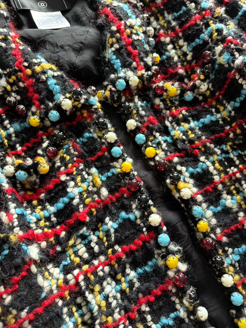 Chanel 07A black Tweed Woven Beaded Jacket