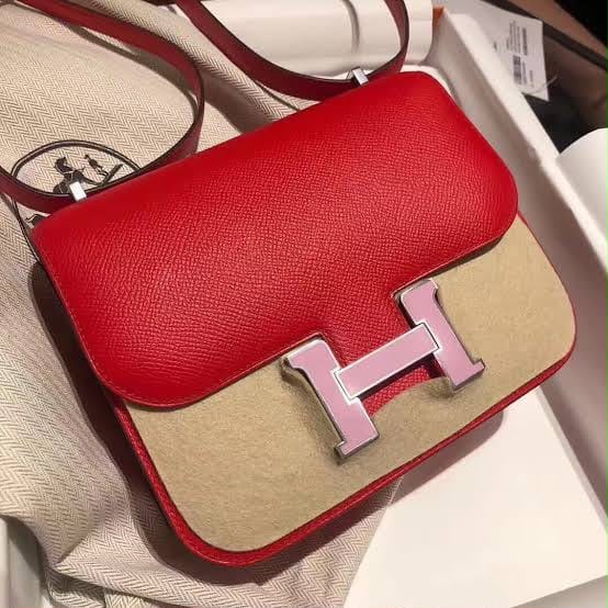 Hermes Constance 18 Rouge de Coeur Epsom & Mauve Sylvestre Lacquer hardware