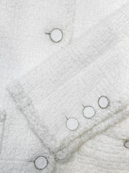 Chanel 25S white tweed coat