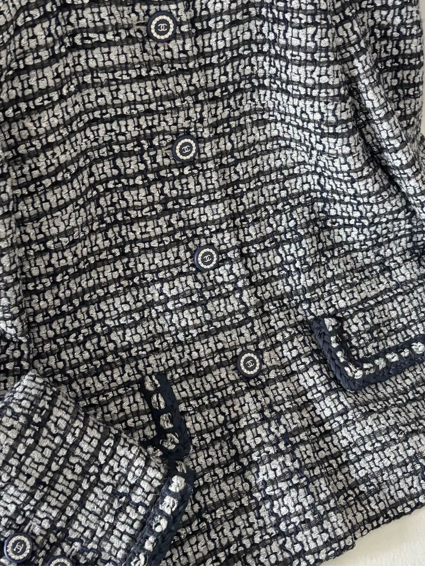 Chanel Blue-Grey-Silver Yarn Woven Jacket