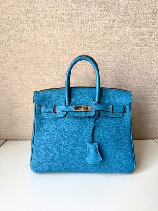 Hermes Birkin 25 Bleu Zanzibar Togo Palladium hardware