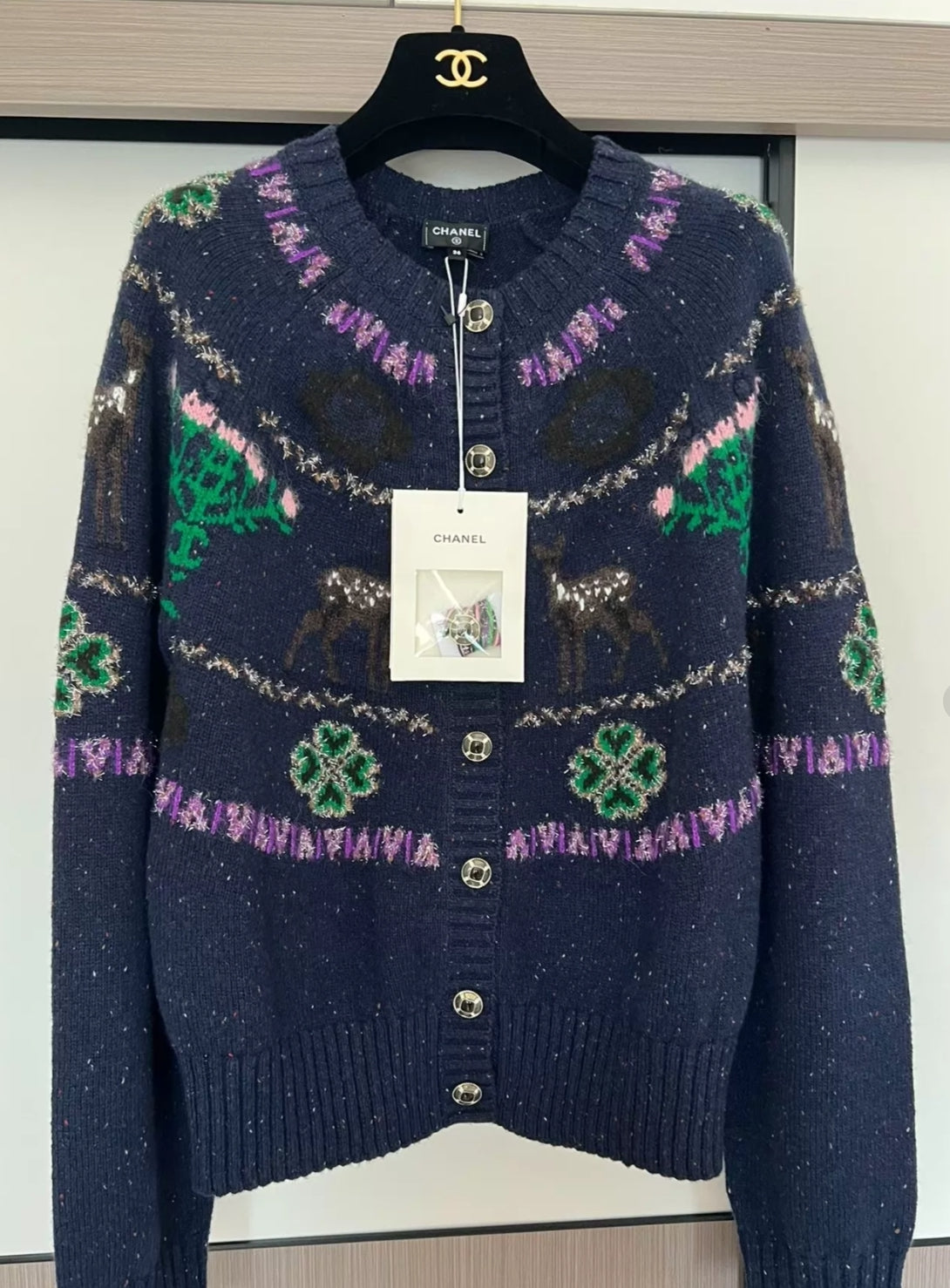 Chanel 25N Blue Deer Cardigan