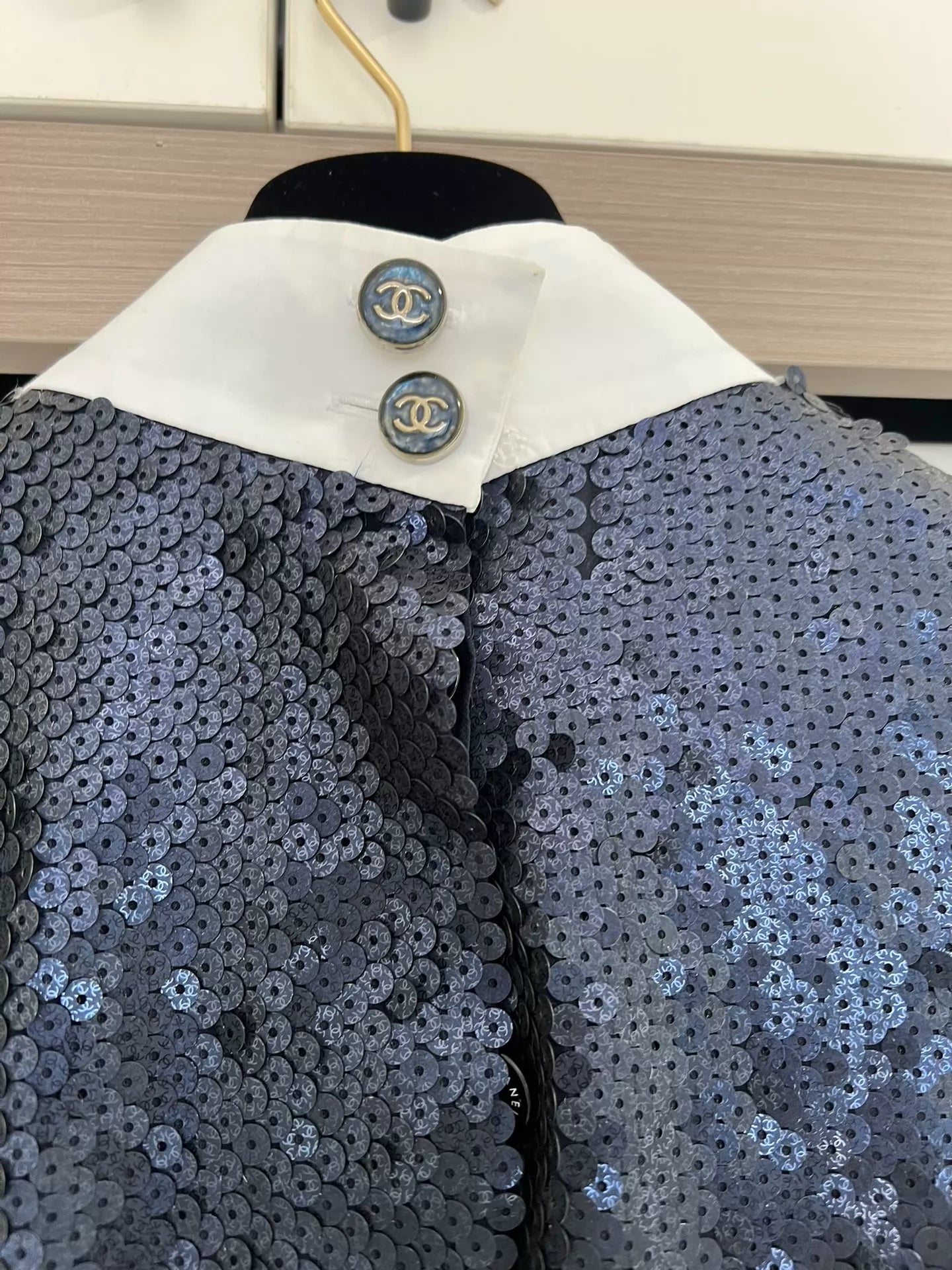 Chanel 23C bleu sequined vest