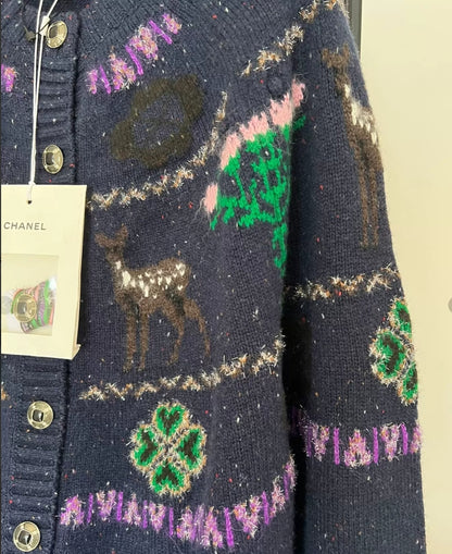 Chanel 25N Blue Deer Cardigan
