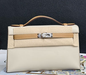 Hermes Kelly pochette HSS craie x chai swift palladium hardware