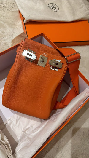 Hermes HAC A Dos Orange Togo Palladium hardware