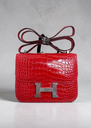 Hermes Constance 18 Bougainvillier Shiny Alligator Palladium hardware