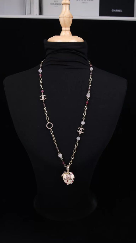 Chanel 06 Apple Diamond Pendant Long Necklace