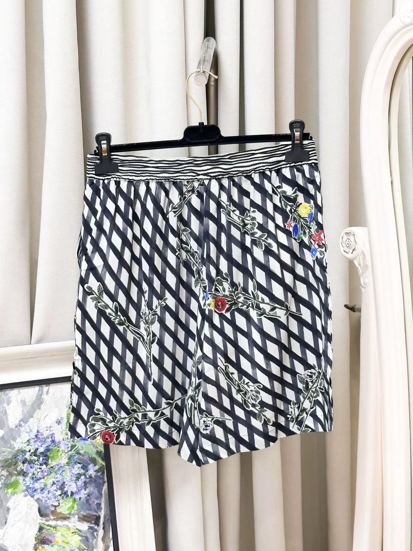 Chanel 26P black silk shorts