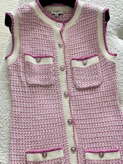 Chanel 22P Pink Knitted Vest  Dress
