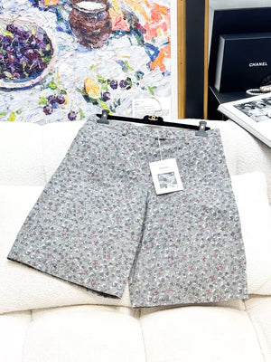 Chanel 25P grey floral shorts