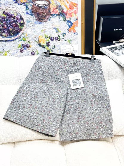 Chanel 25P grey floral shorts