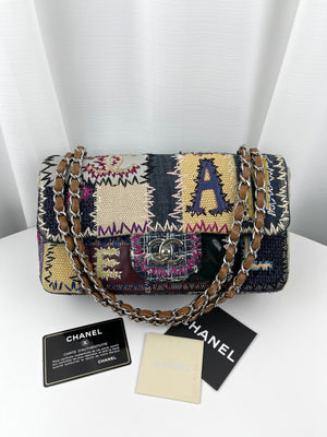 Chanel classic flap medium patchwork denim Palladium hardware
