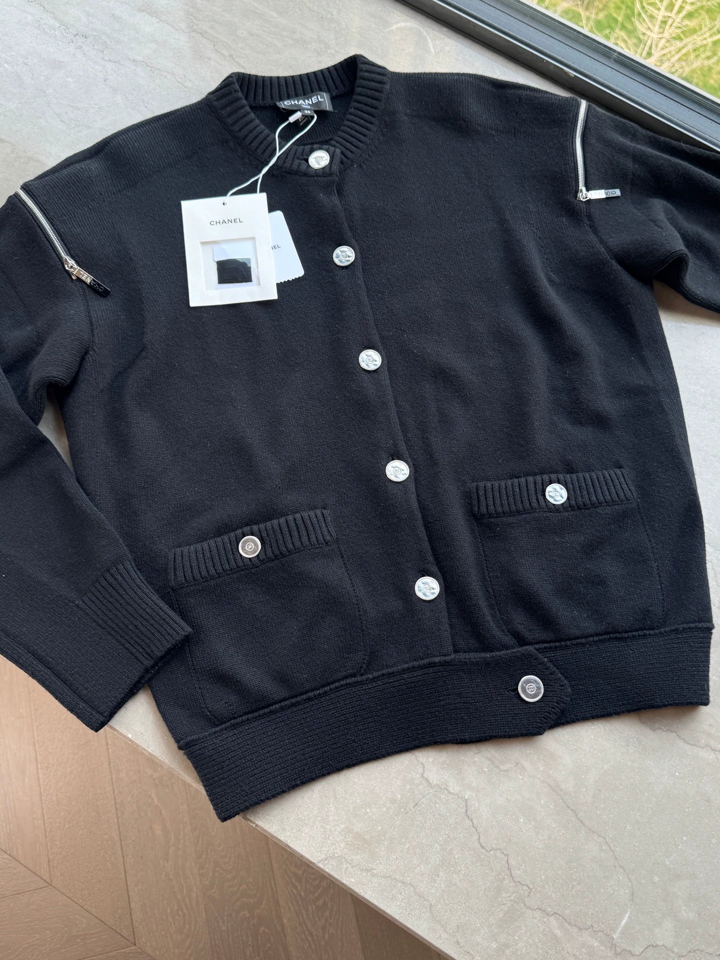 Chanel 25P Black Knit Cardigan