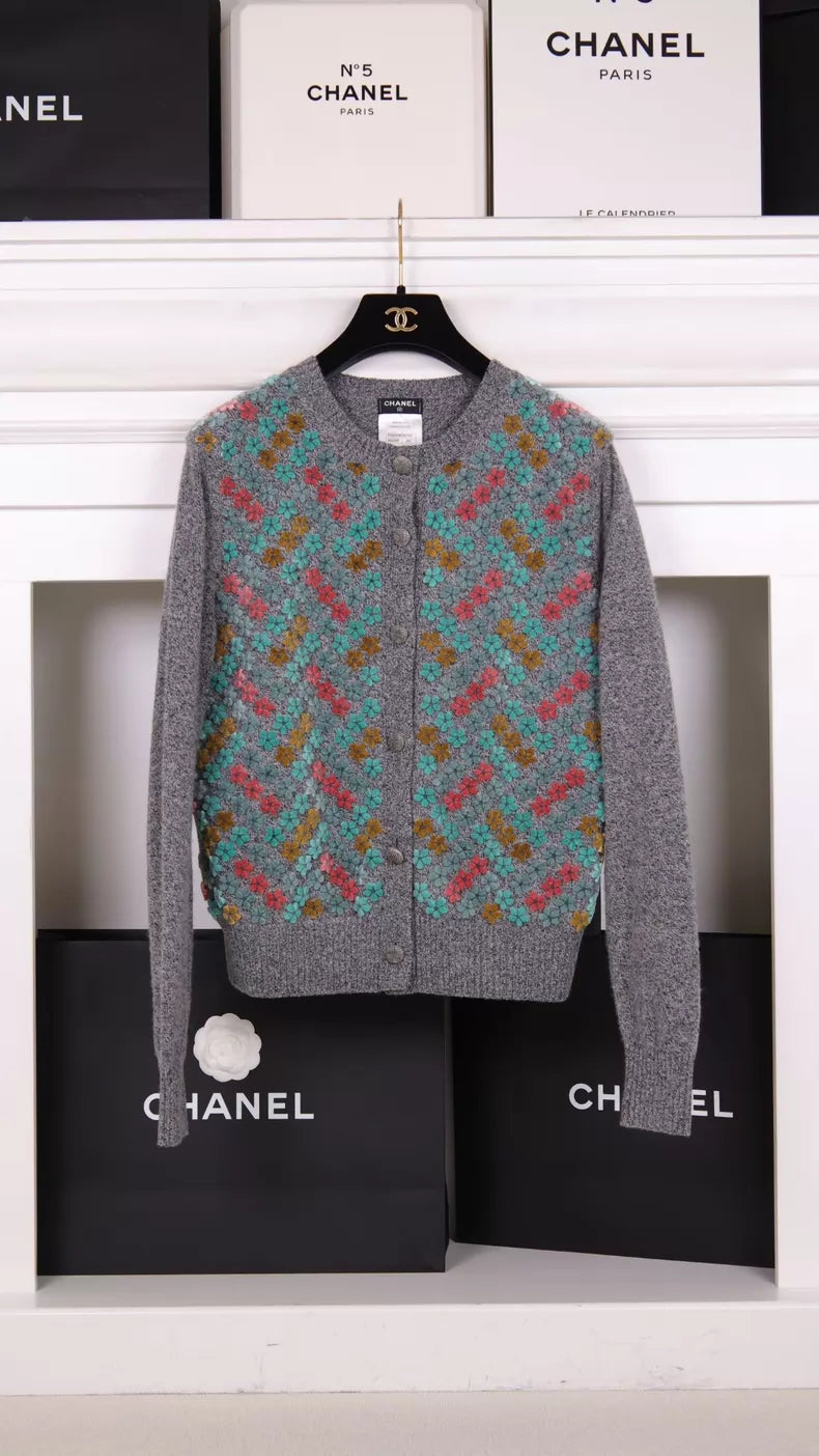 Chanel 16 Grey Cashmere Cardigan