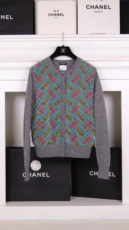 Chanel 16 Grey Cashmere Cardigan