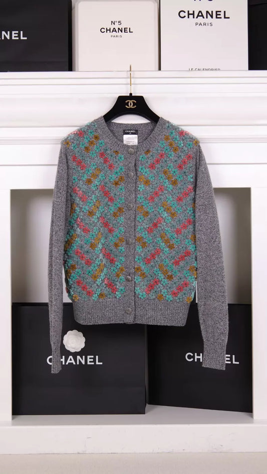 Chanel 16 Grey Cashmere Cardigan