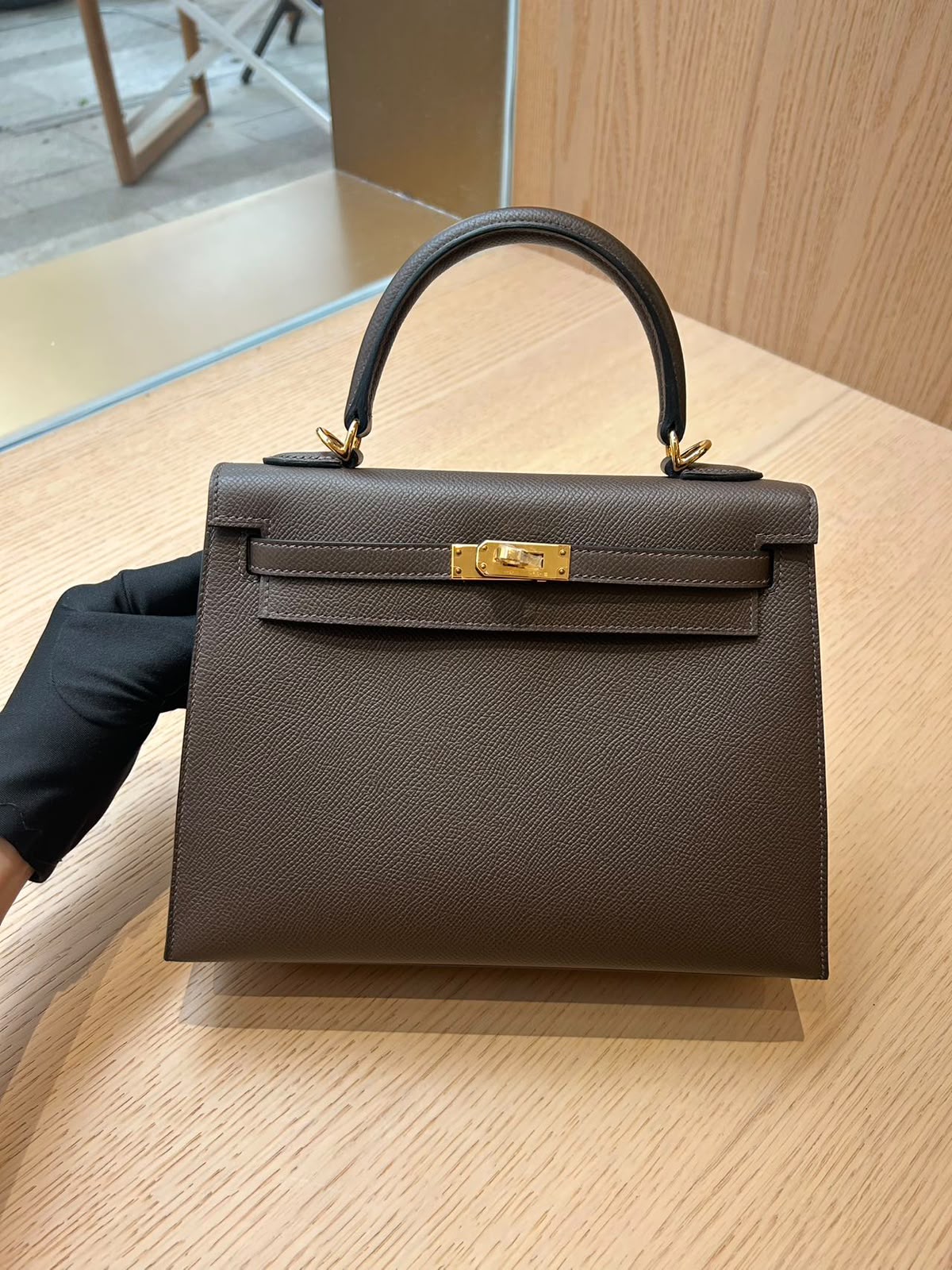 Hermes Kelly 25 Ecorce Epsom Gold hardware