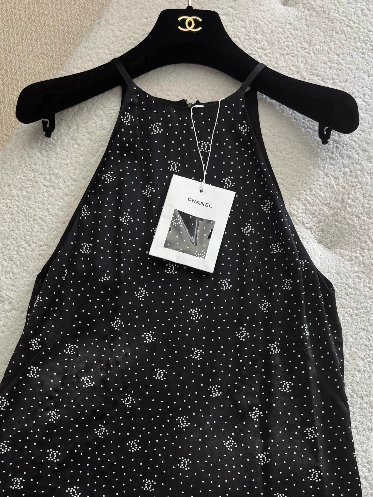 Chanel 24B Black Silk Polka Dot Dress