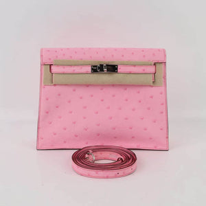 Hermes Kelly Danse Bubblegum Ostrich Palladium hardware