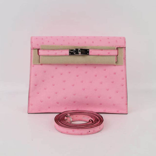 Hermes Kelly Danse Bubblegum Ostrich Palladium hardware