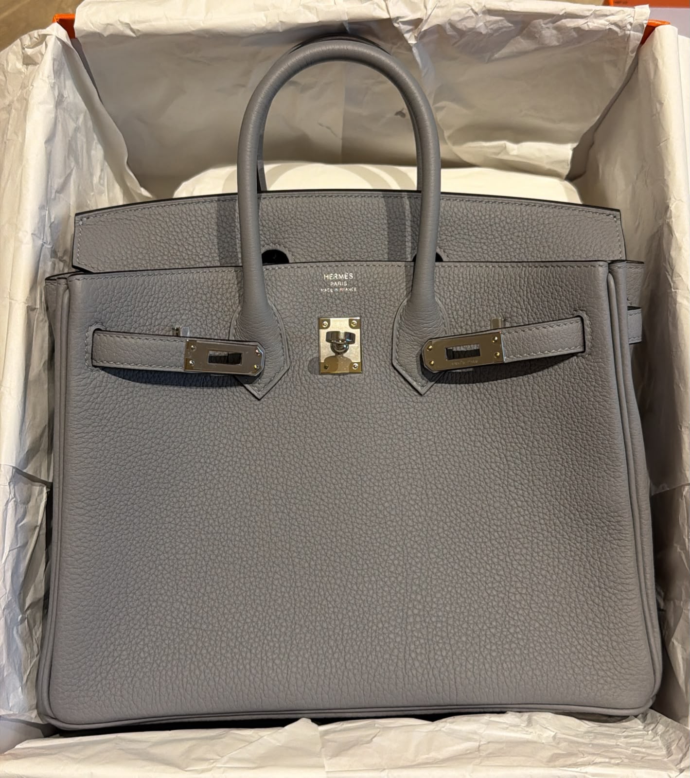 Hermes Mini Kelly 20 Gris Pantin Togo Palladium hardware
