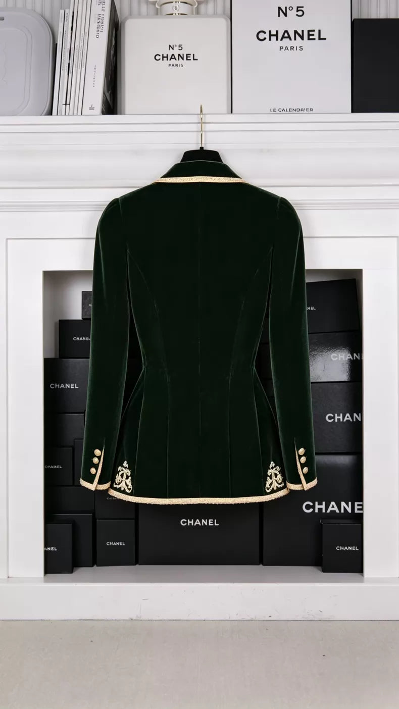 Chanel 91 Green Velvet Jacket