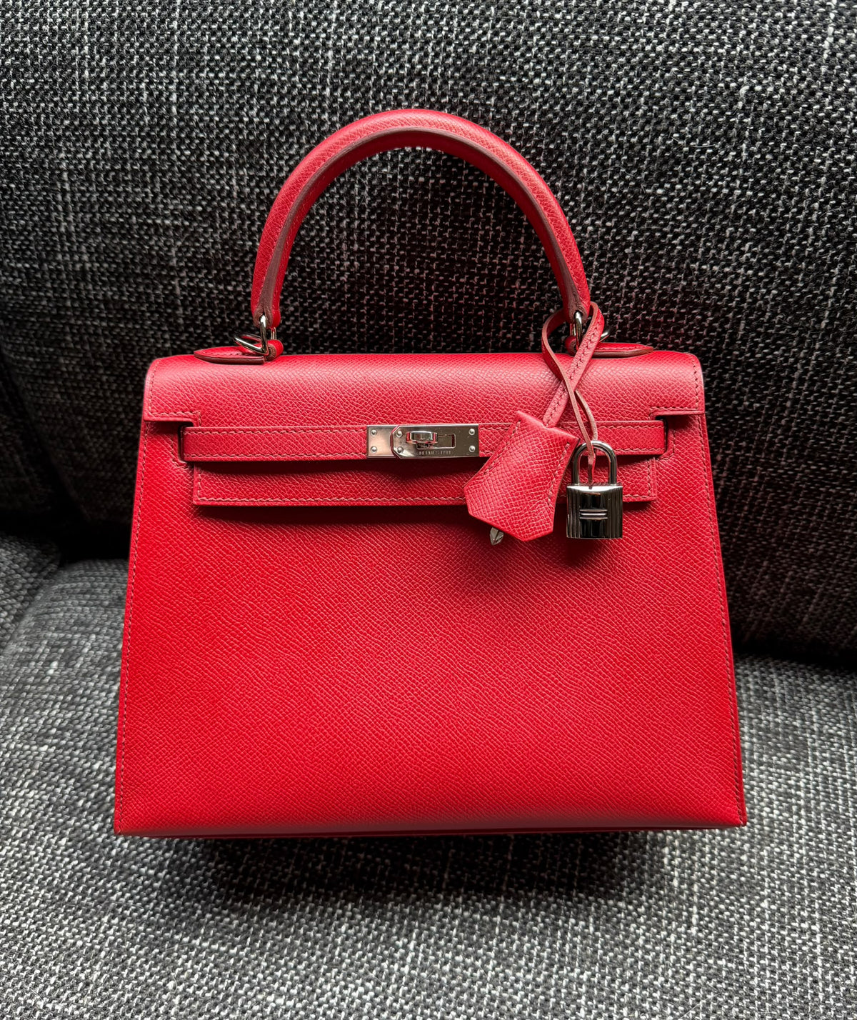 Hermes Kelly 25 rouge garrance Epsom palladium hardware