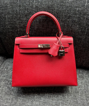 Hermes Kelly 25 rouge garrance Epsom palladium hardware