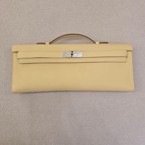 Hermes Kelly cut Jaune Poussin Swift Palladium hardware