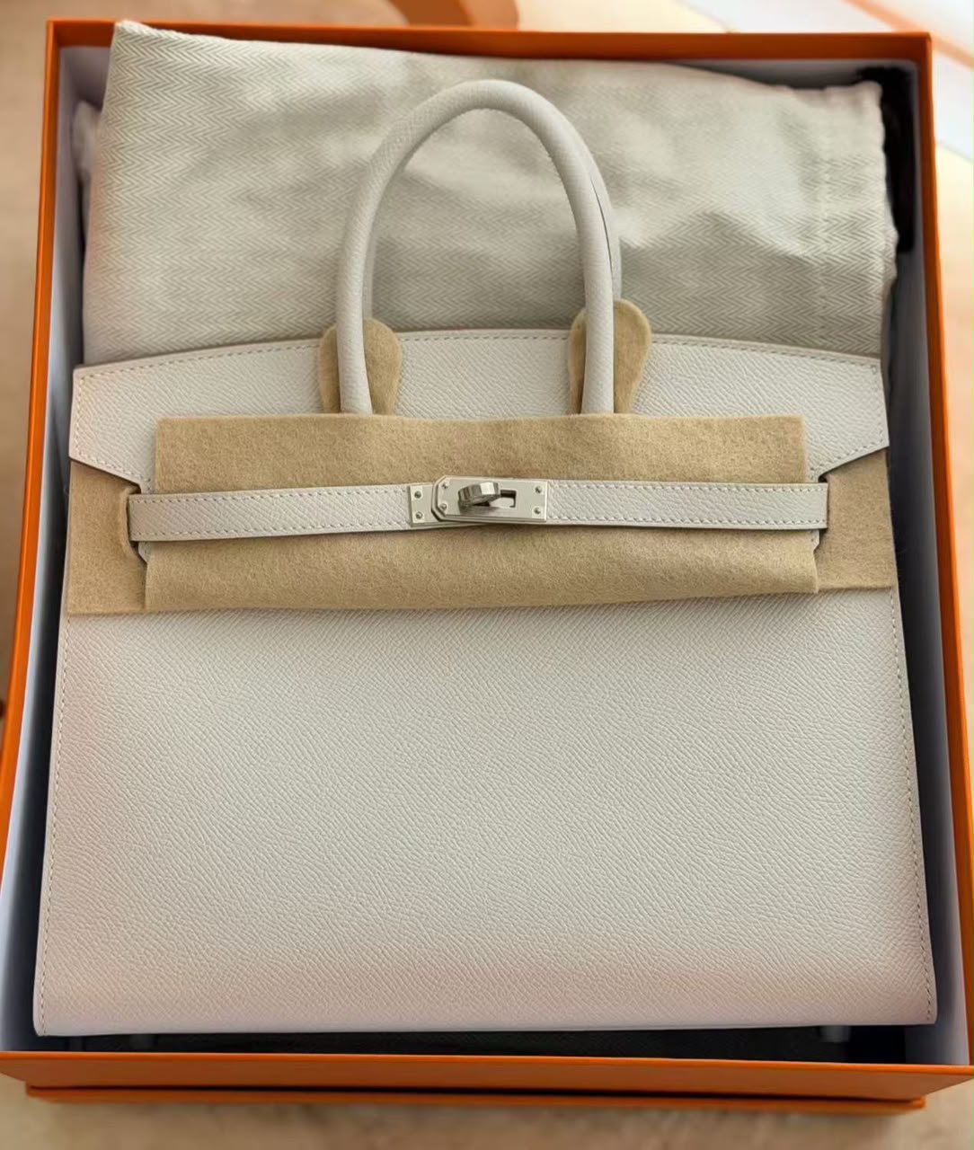 Hermes Birkin 25 Sellier Gris Pale Epsom Palladium hardware
