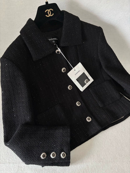 Chanel 25K Black Sequined Jacket