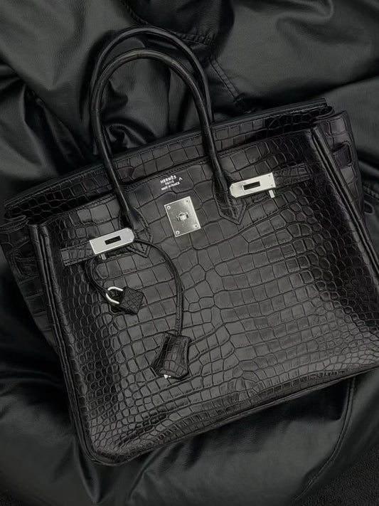 Hermes Birkin 35 Black Matte Porosus Palladium hardware