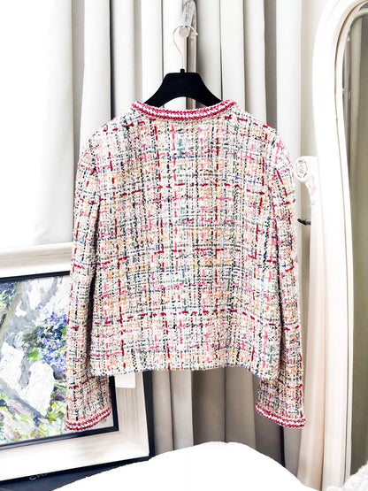 Chanel 26P pink multicoloured jacket and skirt