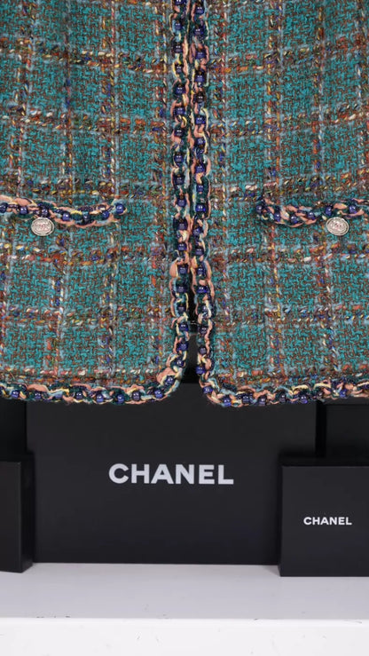 Chanel 23A Green Tweed Jacket
