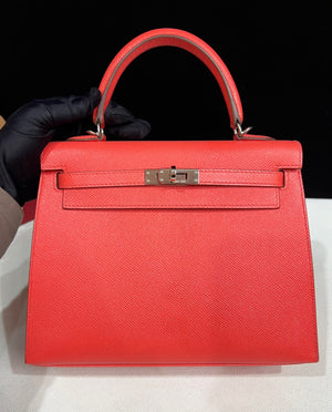 Hermes Kelly 25 rose Jaipur Epsom palladium hardware